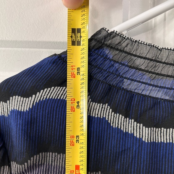 Diane Von Furstenberg Women's Sz 0 Kelley Smocked Chiffon Silk Peacock Dress DVF - Picture 10 of 14